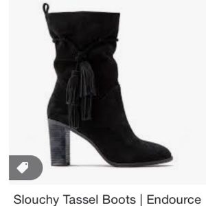 Boden Black Tassel Suede Boots